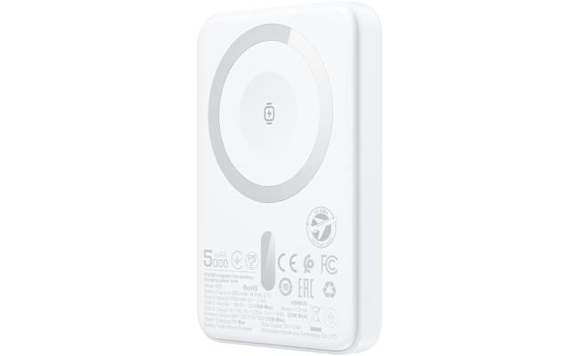 ACEFAST M25 5000mAh 20W Magnetic Wireless Charging Power Bank Fast Charging For iPhone 16/15 USB C PD20W Extra Battery Travel - White